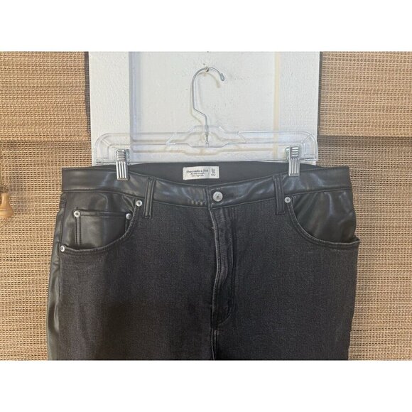 Abercrombie & Fitch Mixed Fabric Ultra High Rise Ankle Straight Jean 34/18R - Picture 3 of 7